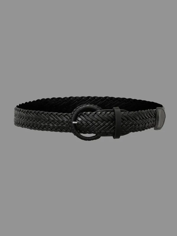 Round Buckle Plain Woven Belt sold by Bloomchic