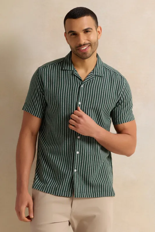 Men Blue Striped Casual Shirt sold by Redtag