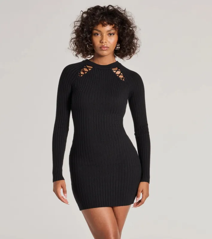 Setting The Trend Long Sleeve Cutout Mini Dress sold by Windsor