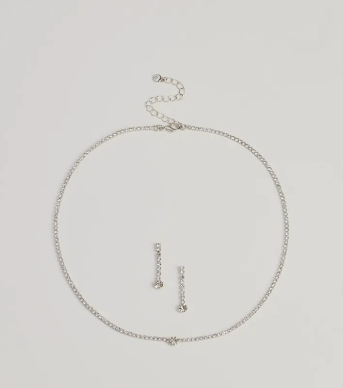 Finest Glam Rhinestone Necklace Set sold by Windsor