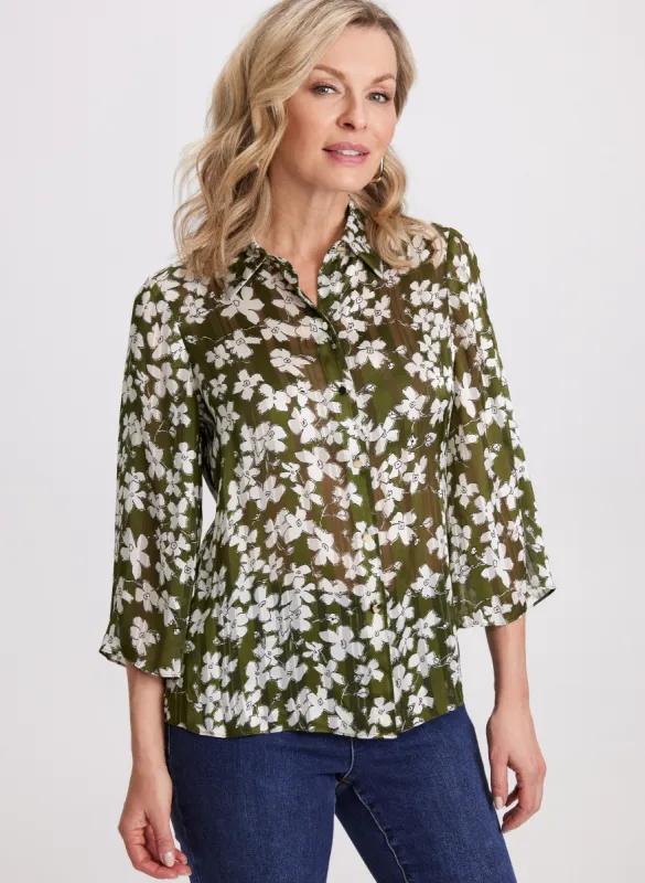 Button-Up Floral Blouse sold by Laura