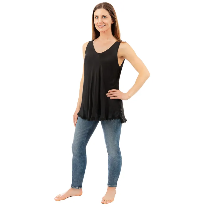 Silk Tank Top with Lace Trim sold by skinnytees