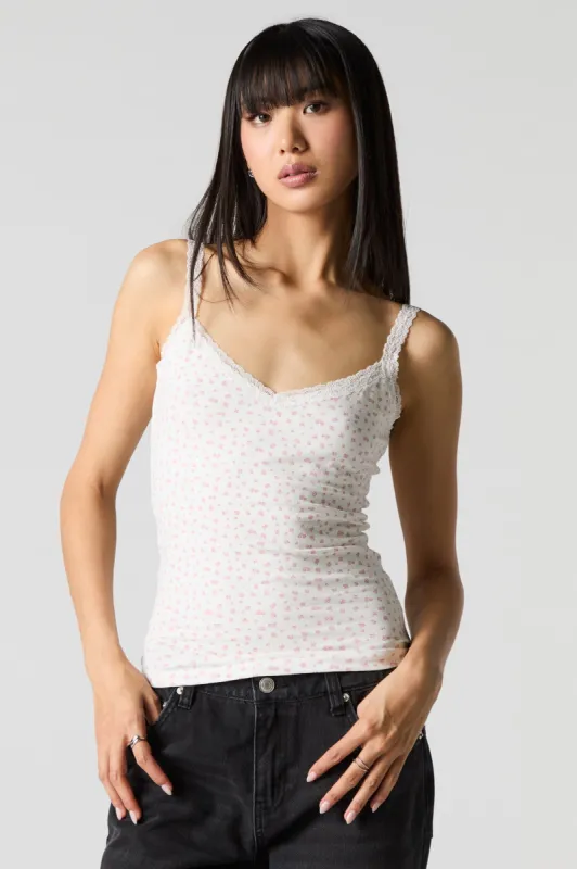 V-Neck Lace Trim Cami sold by Charlotte Russe