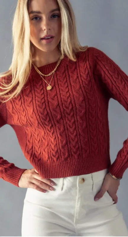 Soft Touch Rib Cuff Cable Knit Sweater sold by U-NI-TY