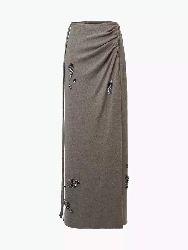 Wool-Blend Pleated Sequins Sweater Skirt sold by COMMENSE