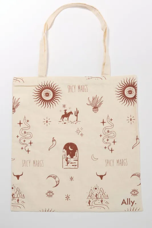 Beige Abstract Tote Bag Printed Lone Ranger sold by Ally Fashion