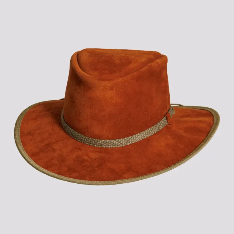 McKinley | Mens Genuine Leather Outback Hat with Suede Trim sold by American Hat Makers
