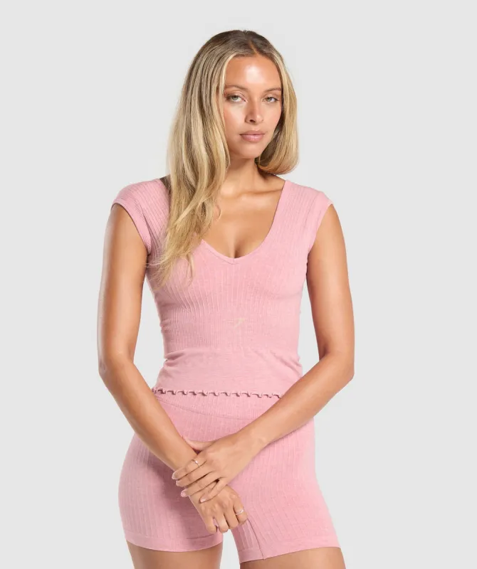 Gymshark Luxe Seamless Crop Top - Cosy Pink Marl sold by Gymshark
