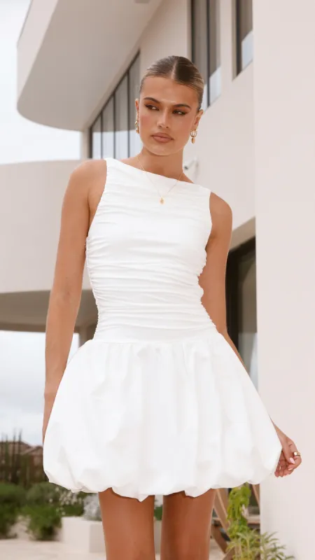 Meera Boat Neck Mini Dress - White sold by Billy J