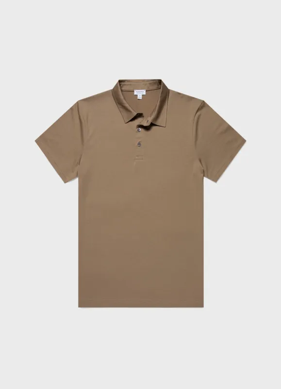 Men's Classic Jersey Polo Shirt in Dark Stone sold by Sunspel