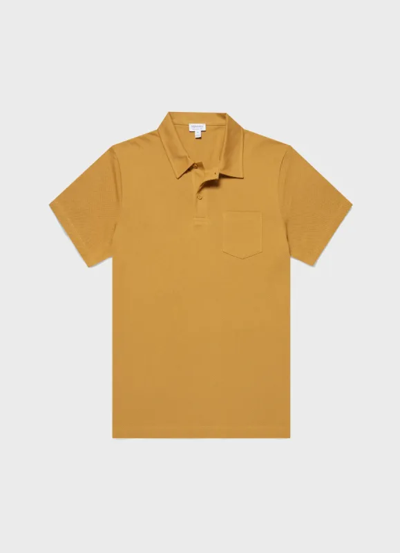 Men's Riviera Polo Shirt in Mustard sold by Sunspel