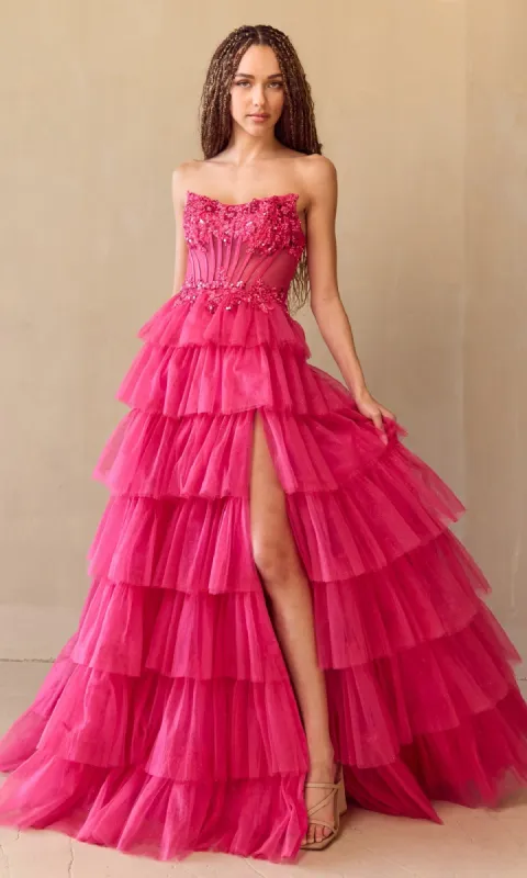 Strapless Long Prom Ball Gown: Amelia Couture 9053 sold by PromGirl