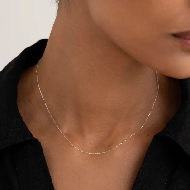 White Gold Cable Chain Necklace (16 inches) - Tyra sold by Linjer