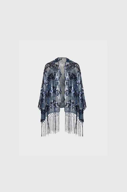 Sequined Shell Embroidery Evening Shawl sold by BABEYOND
