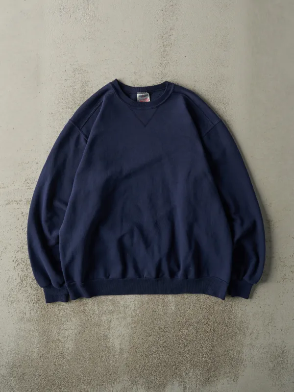 Vintage Y2K Navy Blue Blank Crewneck (M/L) sold by Rebalance Vintage