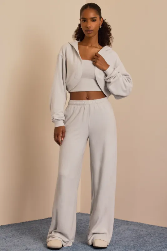 Brushed Jersey Wide-Leg Joggers in Fog Grey sold by Bo + Tee