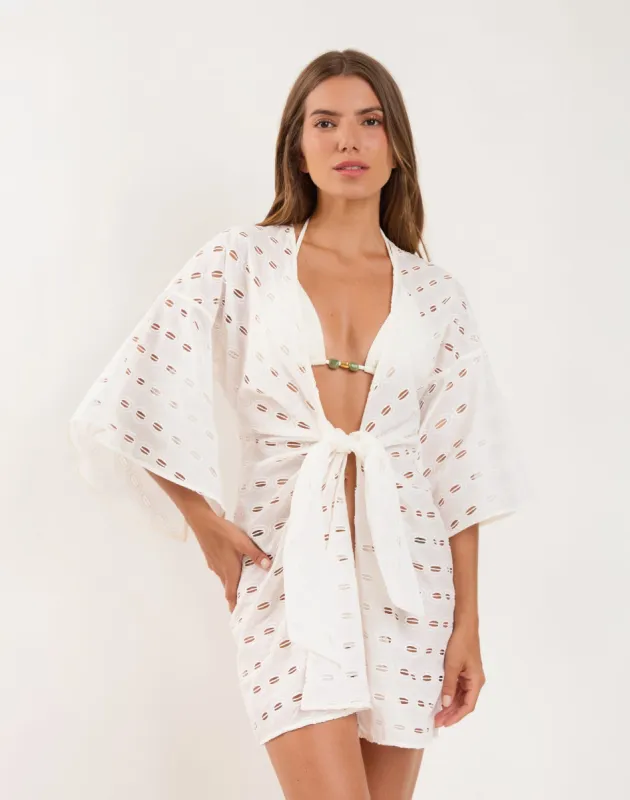 Eyelet Perola Short Cover Up - Off White sold by Vix