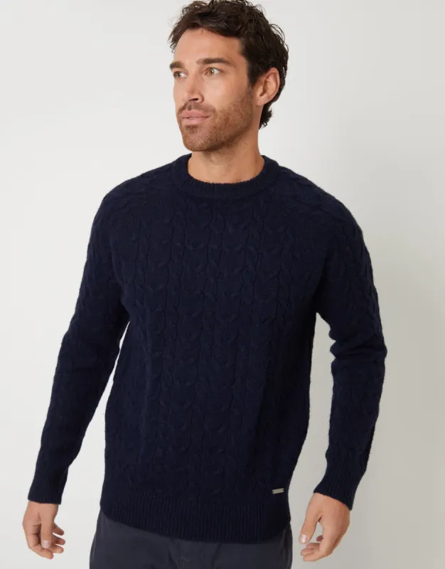 Threadbare Men's Navy Raglan Sleeve Cable Knit Crew Neck Jumper sold by Threadbare