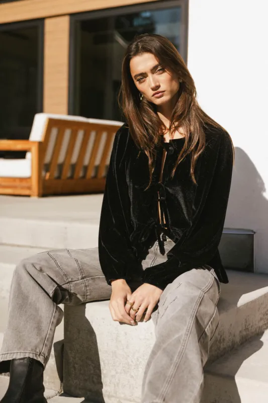 Lucie Peplum Tie Blouse in Black - FINAL SALE sold by bohme
