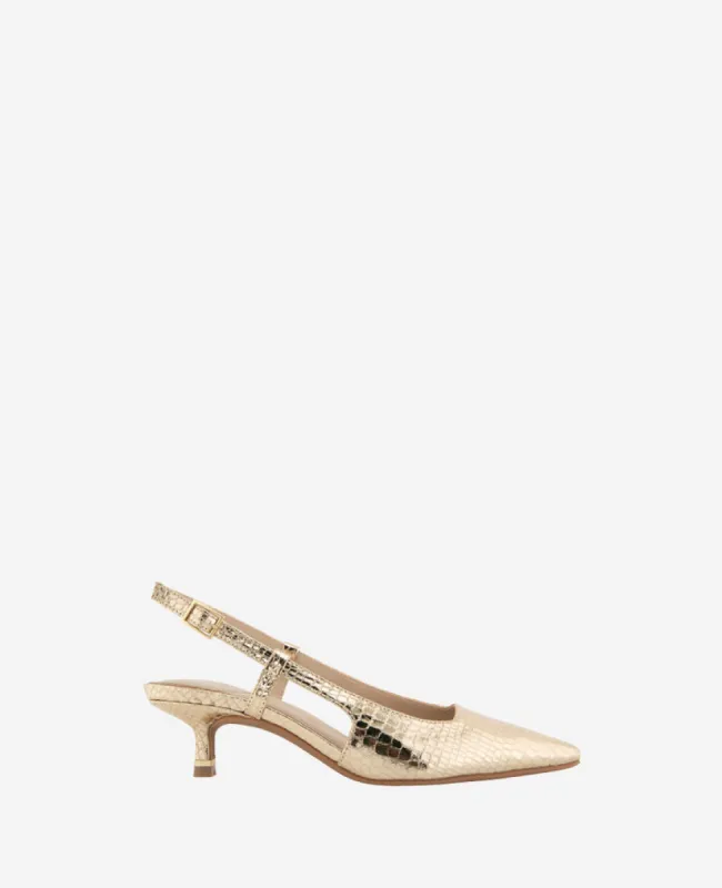 Martha Metallic Croco Slingback Kitten Heel sold by Kenneth Cole