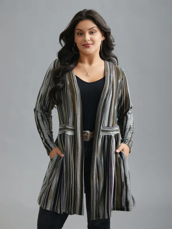 Colored Striped Open Front Waist Defining Jacket sold by Bloomchic