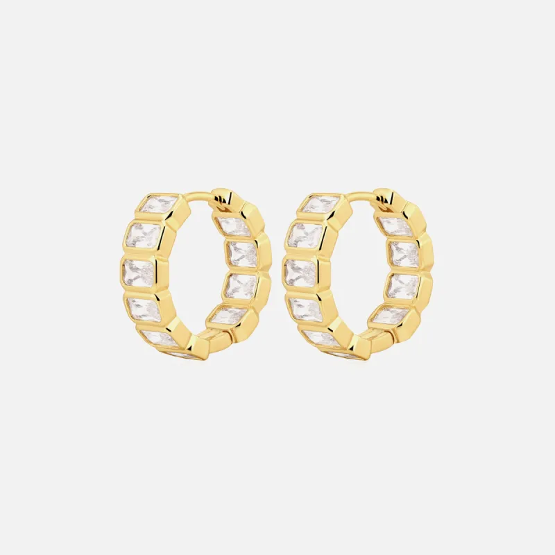 Luv AJ The Bianca Bezel Hoops - Gold sold by Kith
