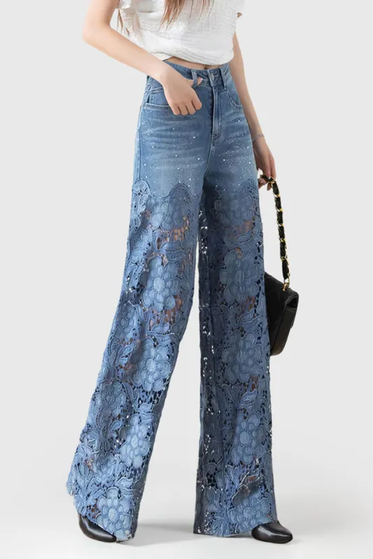 Blonder udskåret lappetewar brede ben jeans sold by Micas