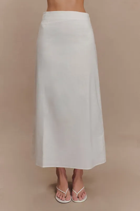 Dora Linen Midi Skirt - Ivory sold by Meshki