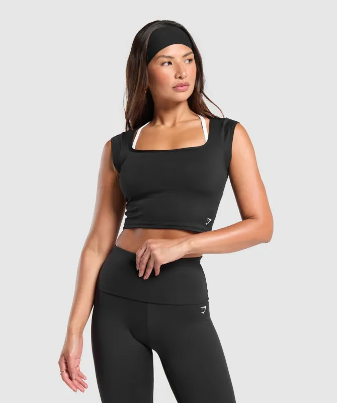 Gymshark Everyday Cap Sleeve Crop Top - Black sold by Gymshark