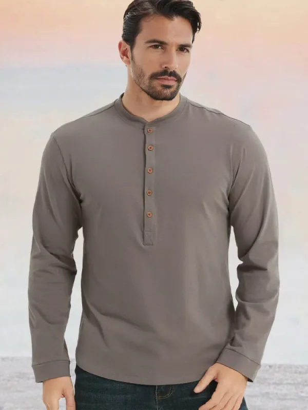 Essential 100% Cotton Henley Shirt sold by Coofandy