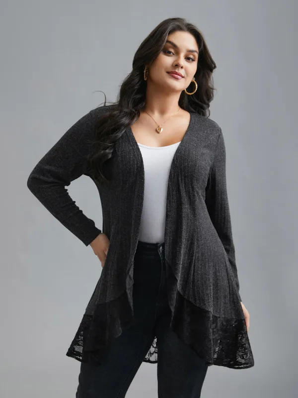 Lace Scalloped Open Front Cardigan sold by Bloomchic