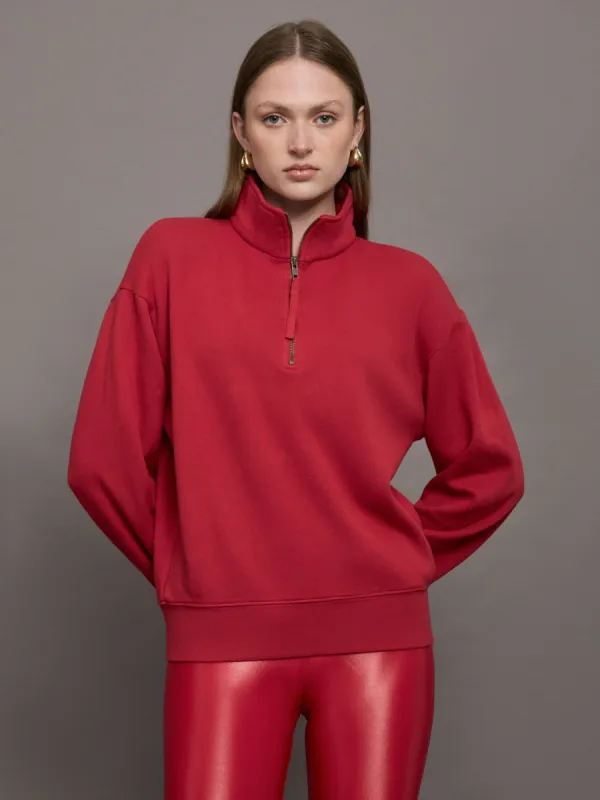 Half Zip Fleece Top - Crimson Red sold by Carbon38