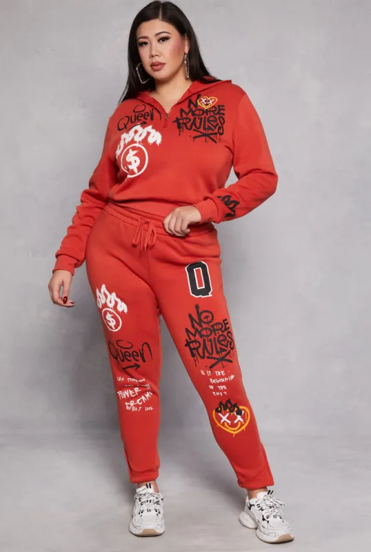 Plus Size Graffiti Print Sweatpants sold by Rainbow