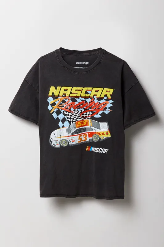 NASCAR Racing Graphic Washed Boyfriend T-Shirt sold by Charlotte Russe
