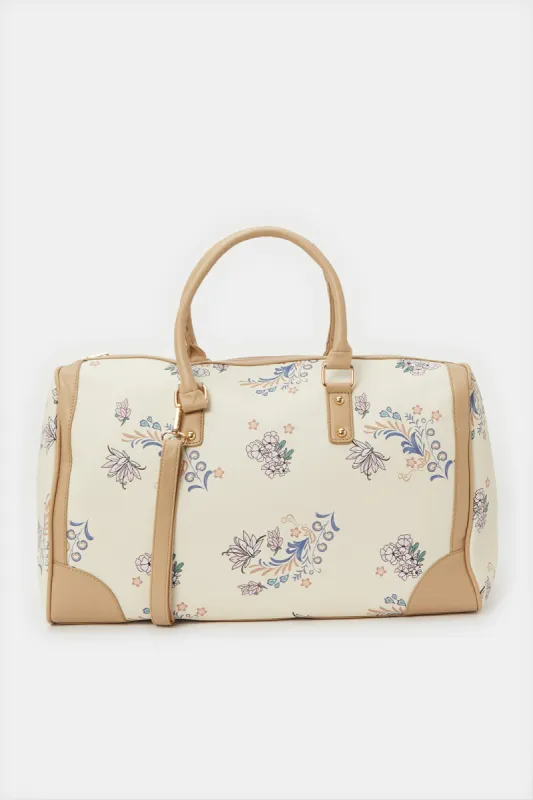 Women Beige Printed Hold All Bag sold by Redtag