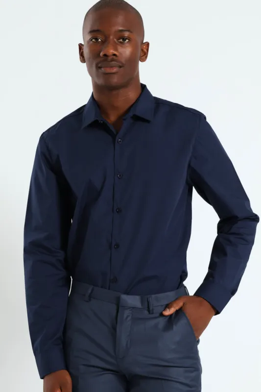 Easy Care Long Sleeve Shirt - Navy sold by Edgars