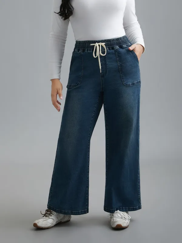 Drawstring Stretchy Waist Pocket Jeans sold by Bloomchic