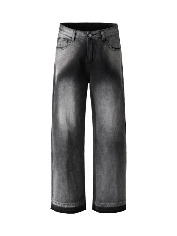Washed Raw Edge Straight Jeans sold by Thesupermade