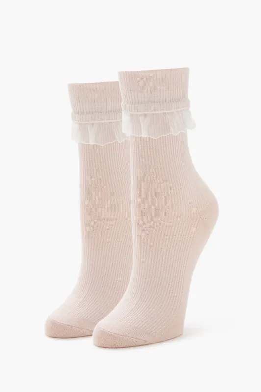 Ribbed Knit Lace Crew Socks sold by Urban Planet