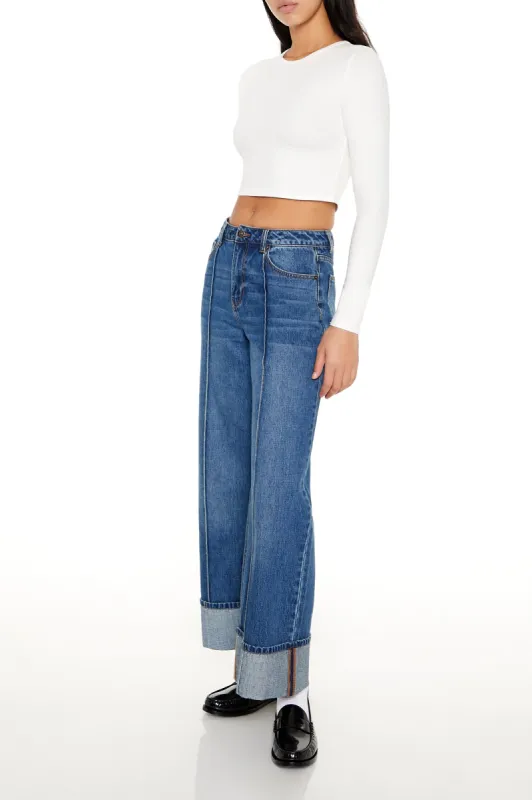 Cuffed High Rise Wide Leg Jean sold by Urban Planet
