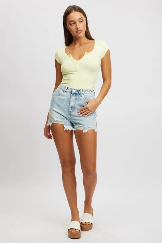 Denim Relaxed Short Mid Rise sold by Ally Fashion