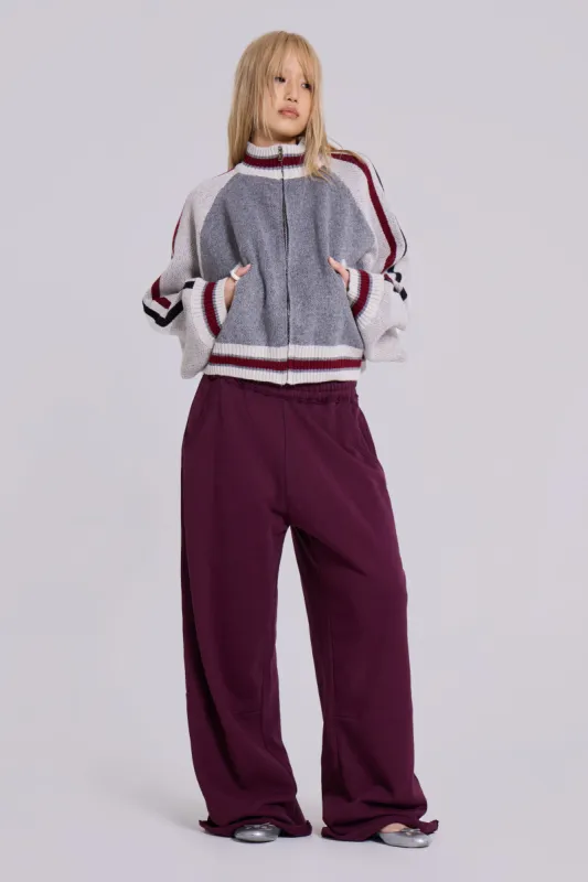 Dark Burgundy Monster Joggers sold by Jaded London