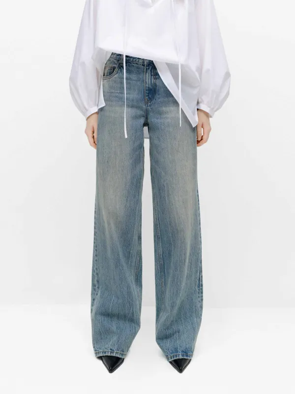 Relaxed Cotton Straight Jeans sold by Mo&Co