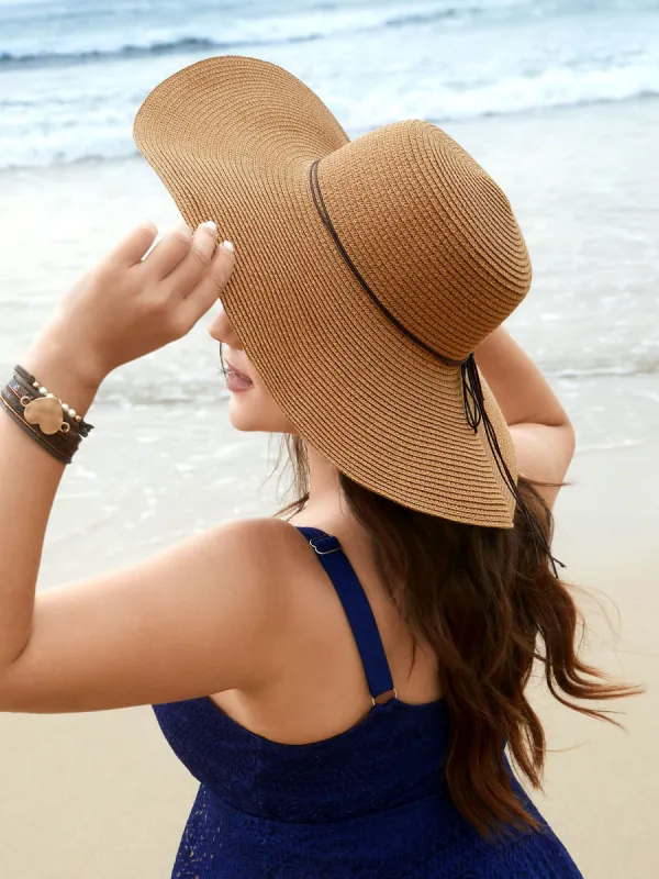 Solid Beach Straw Woven Hat sold by Bloomchic