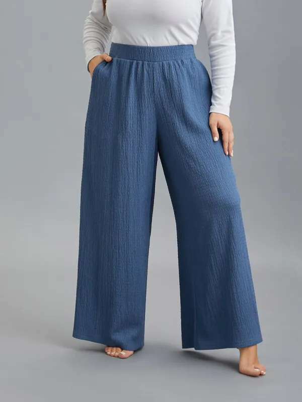 Solid Textured Elastic Waist Lounge Bottoms sold by Bloomchic