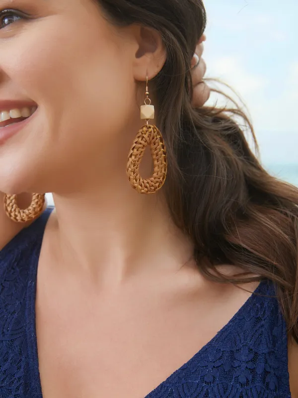 Rattan Woven Vintage Vacation Style Earrings sold by Bloomchic