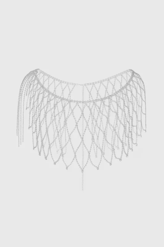 Asymmetric Shiny Cape Crystal Chain Shawl sold by BABEYOND