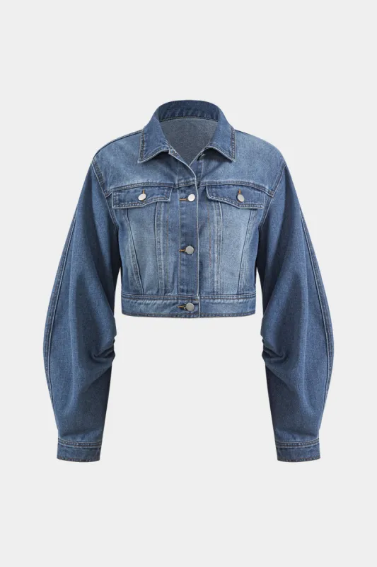 Denim Pocket Button Long Sleeve Outerwear sold by Micas