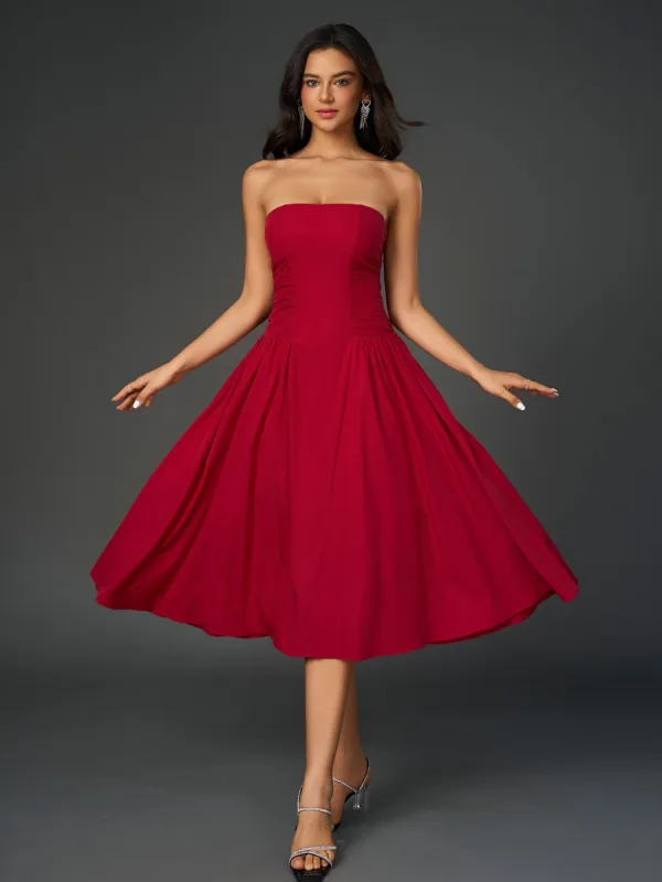 Ruched Waist Backless Prom Tube Dress sold by Parthea Fashion