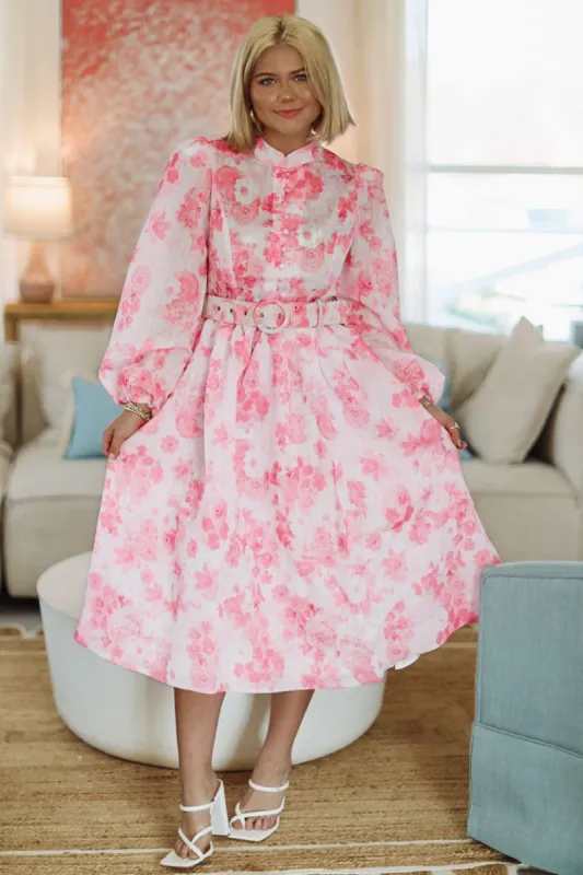 Look in Your Eyes Midi Dress - Pink sold by Hazel & Olive